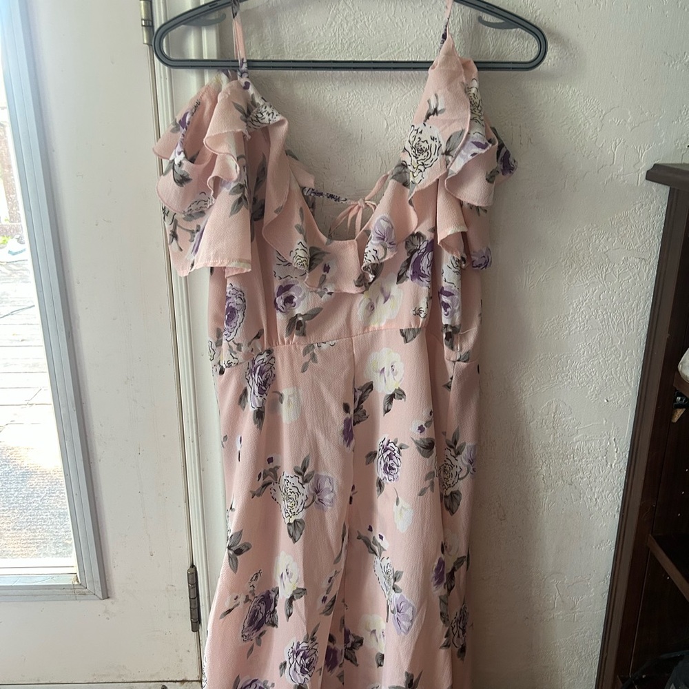 Temt Strapless Floral Dress in Pink and Purple